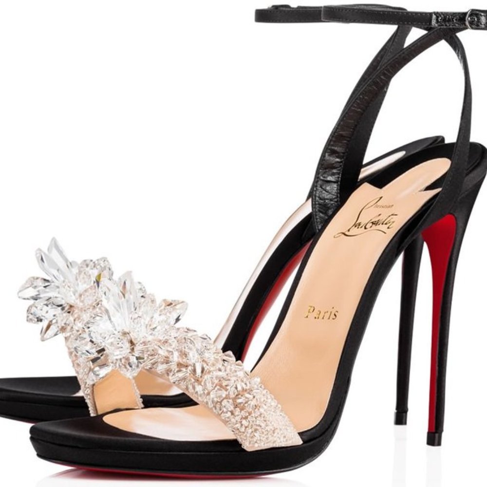 Christian Louboutin Crystal Queen Crepe Satin in Black sz 41.5/8.5